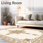 Golden Floral Centered Classic Design Rug