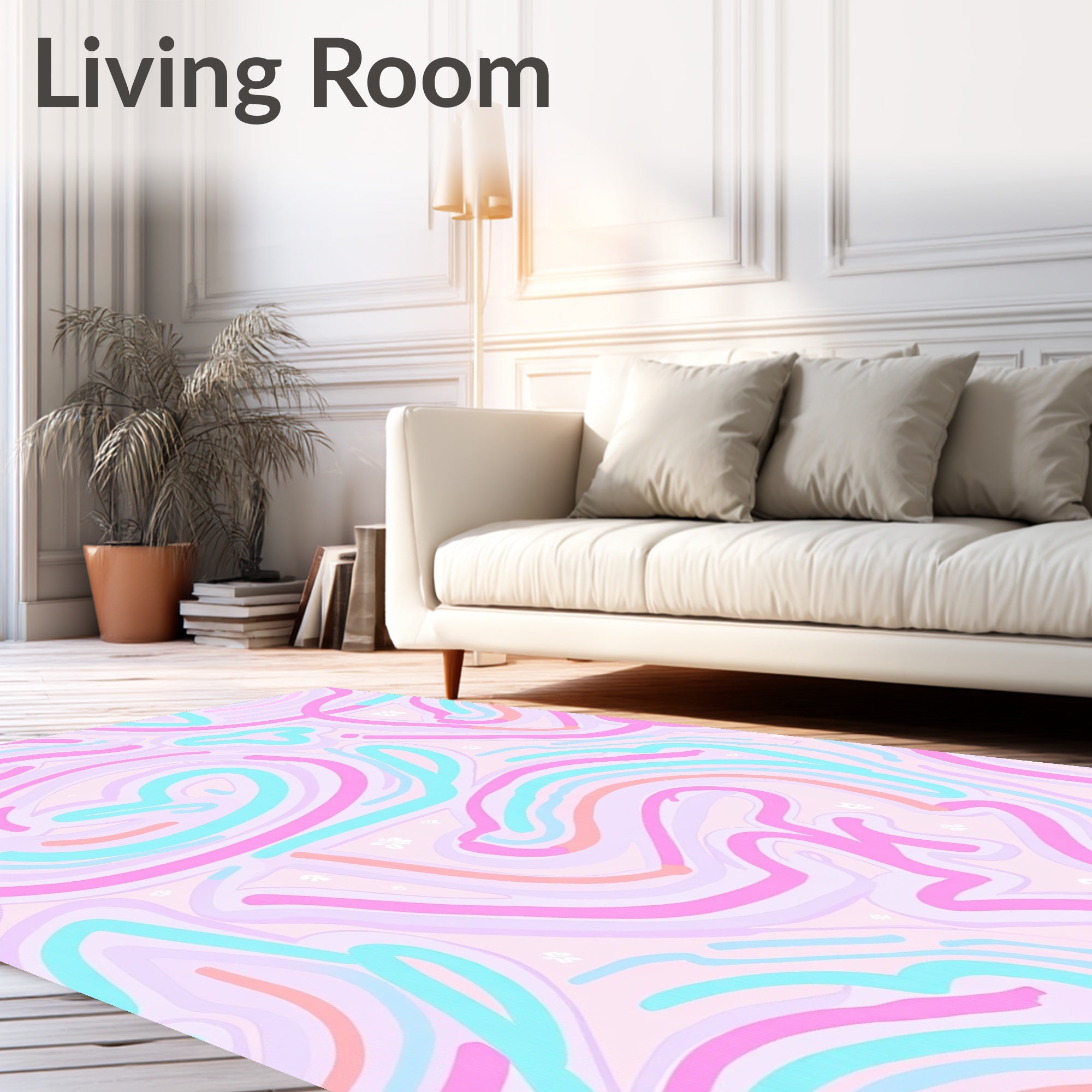 Pastel Swirls Tiny Flowers Rug