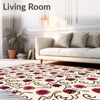 Dark Red Floral Swirl Pattern Rug