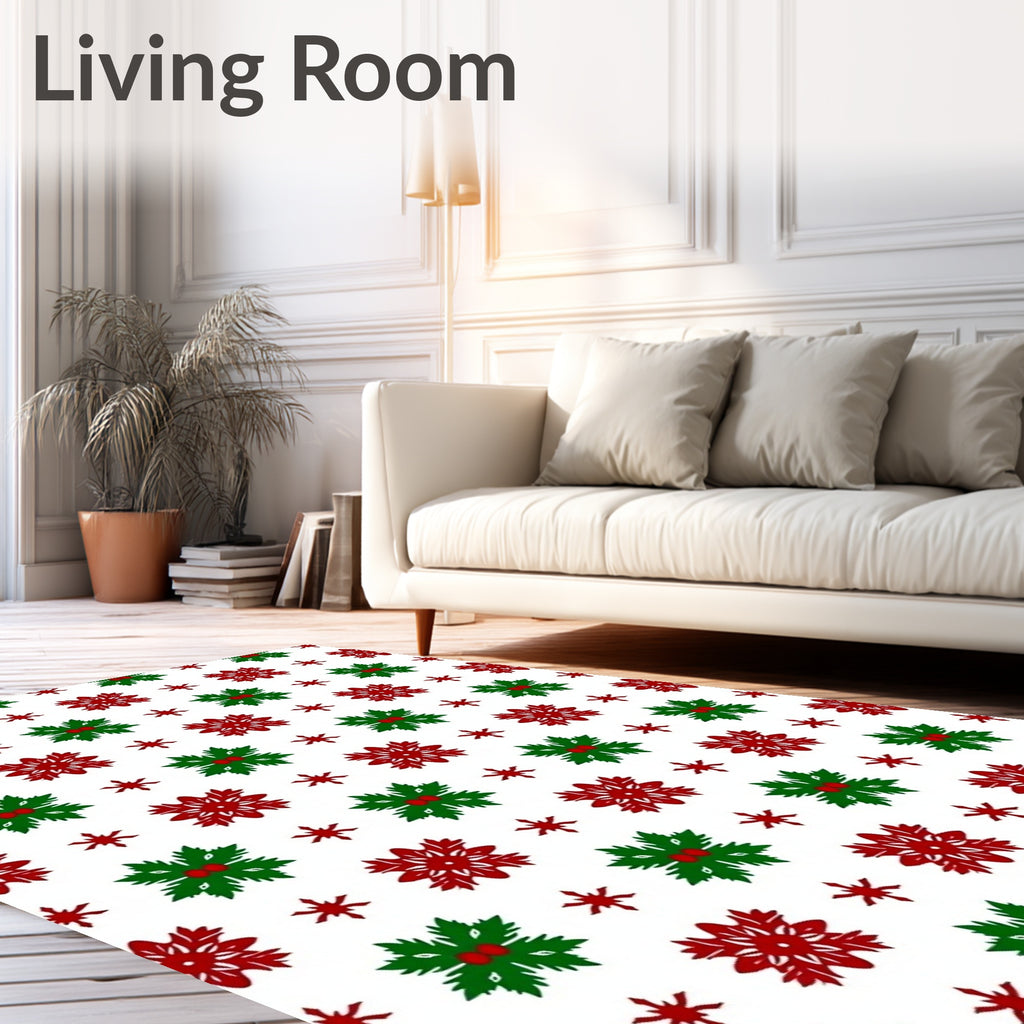 Red Green Holly Snowflake Medallion Rug