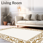 Gilded Gold Floral Scroll Frame Rug