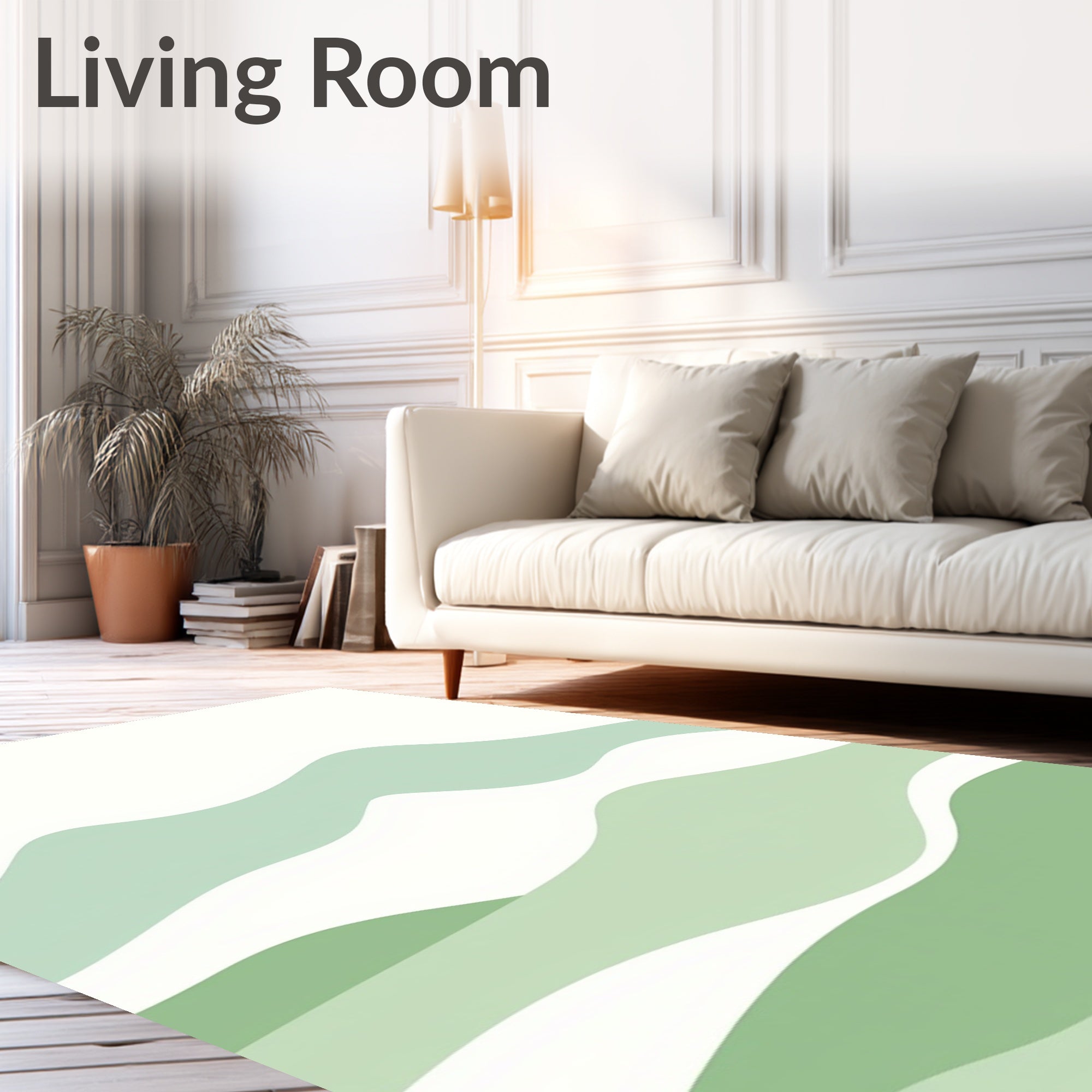 Abstract Gentle Green Hill Design Rug