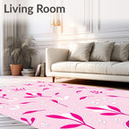 Pink and White Floral Pattern Rug