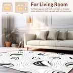 Organic Swirl Pattern Black and White Rug