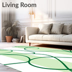Elegant Green Swirl Pattern Rug