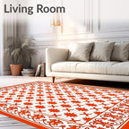 Orange Floral Lattice Classic Design Rug