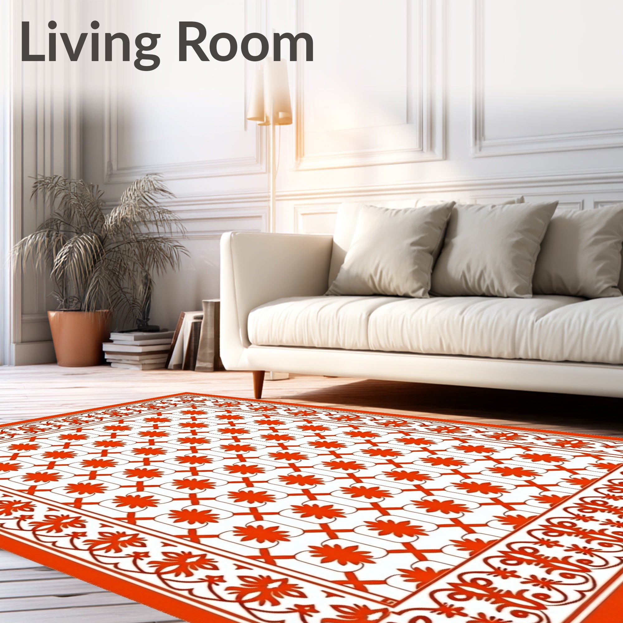 Orange Floral Lattice Classic Design Rug
