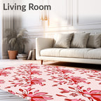 Red Pink Floral Swirl Pattern Rug