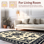 Elegant Black Floral Medallion Rug