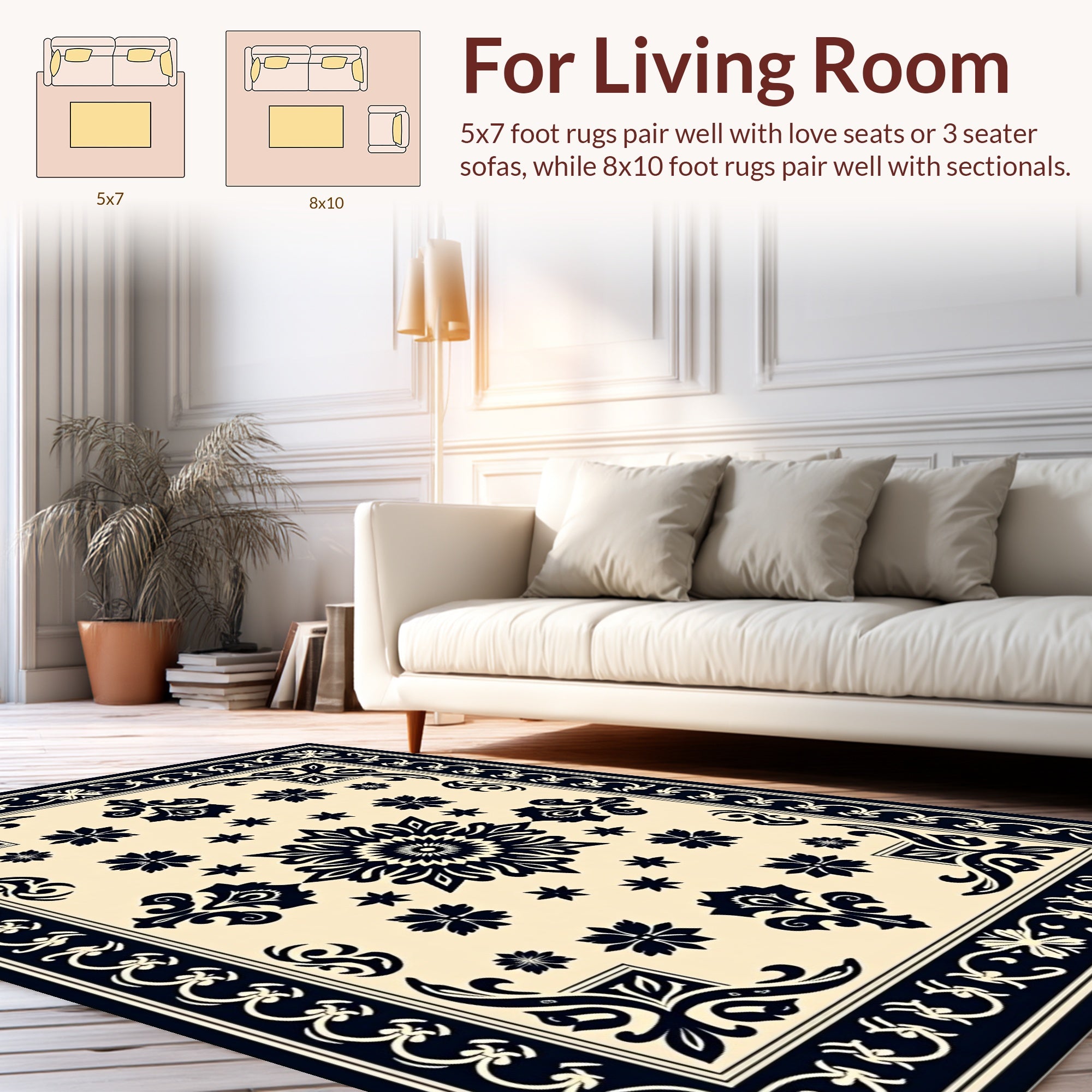 Elegant Black Floral Medallion Rug