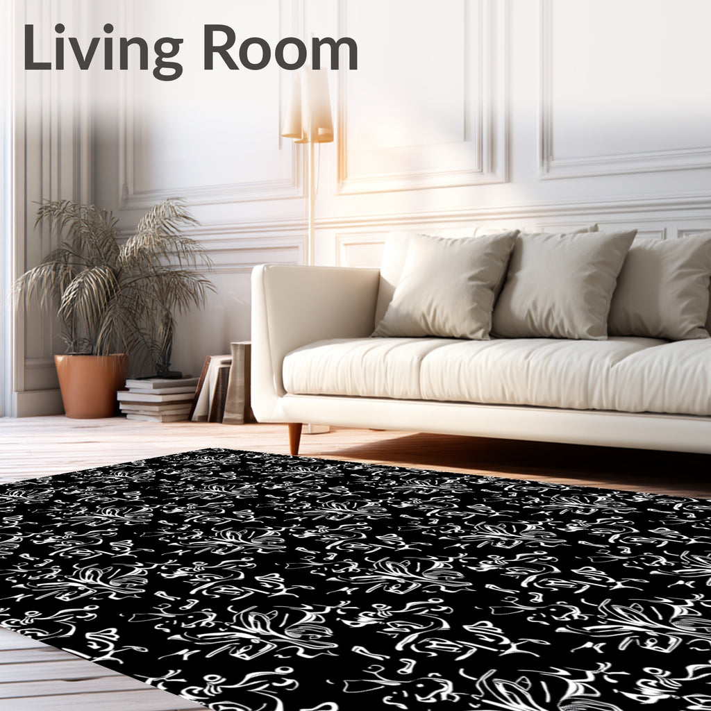 Abstract Botanical Flourish Pattern Rug