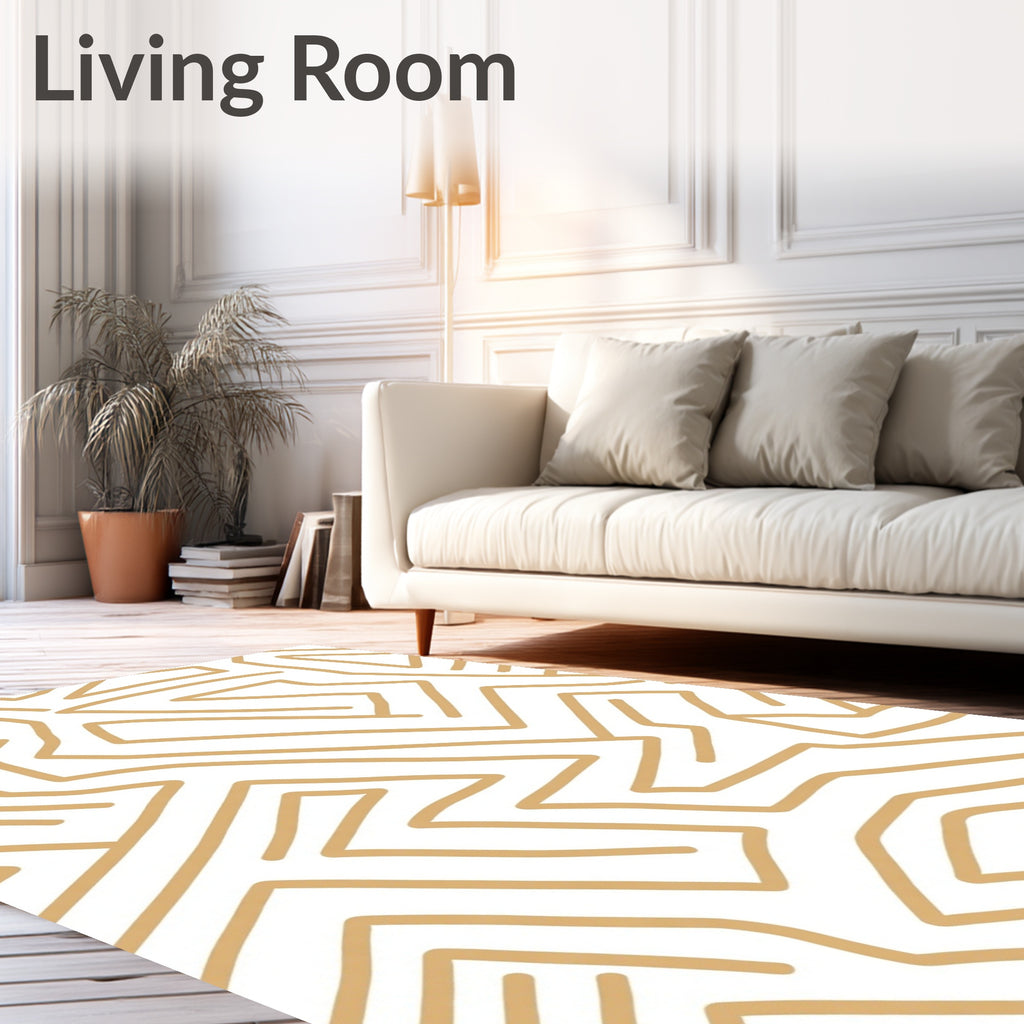 Abstract Interlocking Beige Pattern Rug