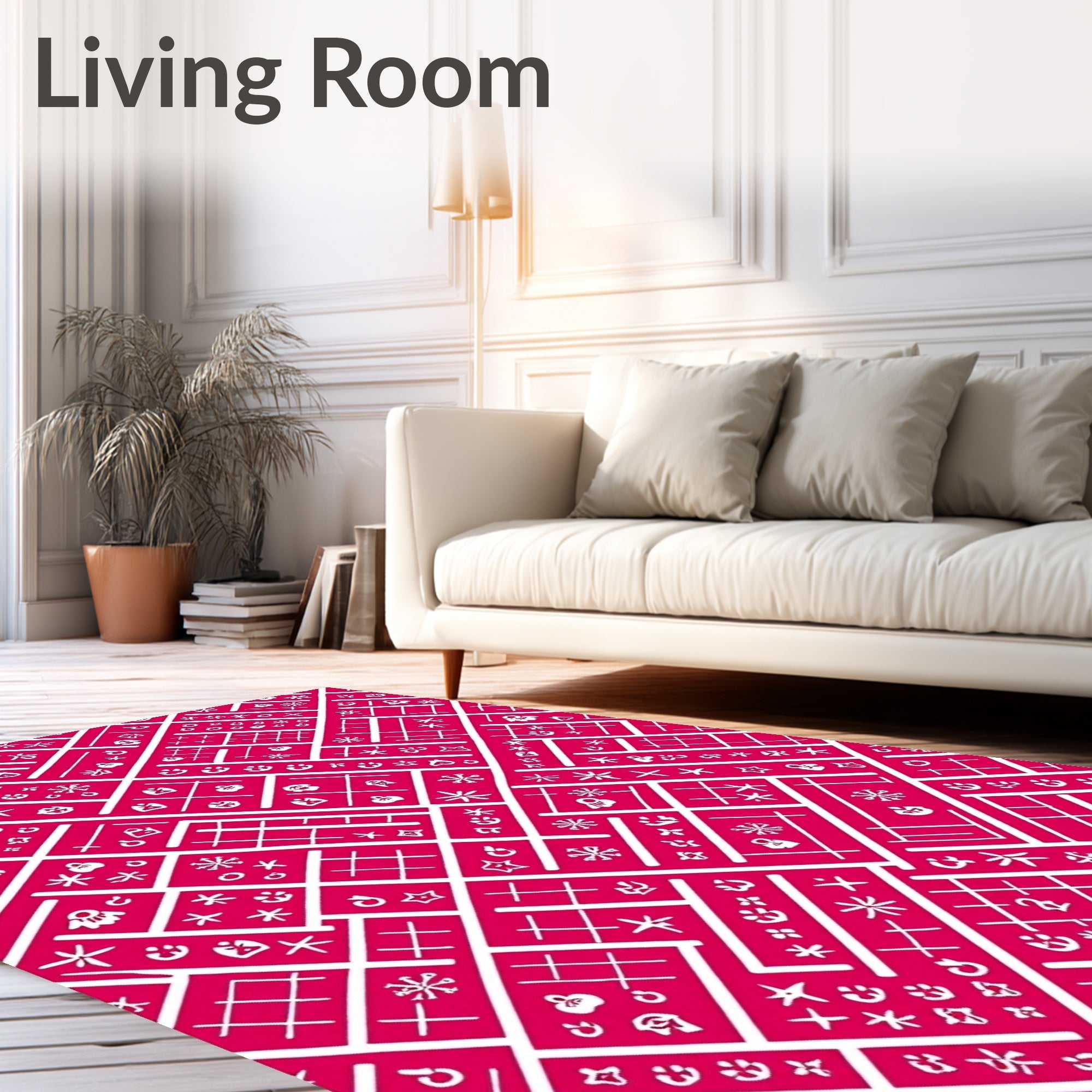 Whimsical Geometric Symbol Pattern Rug