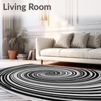 Hypnotic Black White Swirl Pattern Rug