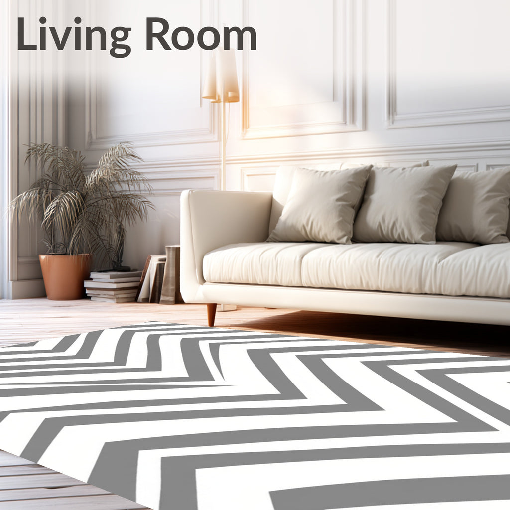 Gray Chevron Abstract Geometric Pattern Rug