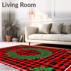 Red Festive Wreath Plaid Design Rug