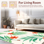 Orange Floral and Green Leaf Print Rug
