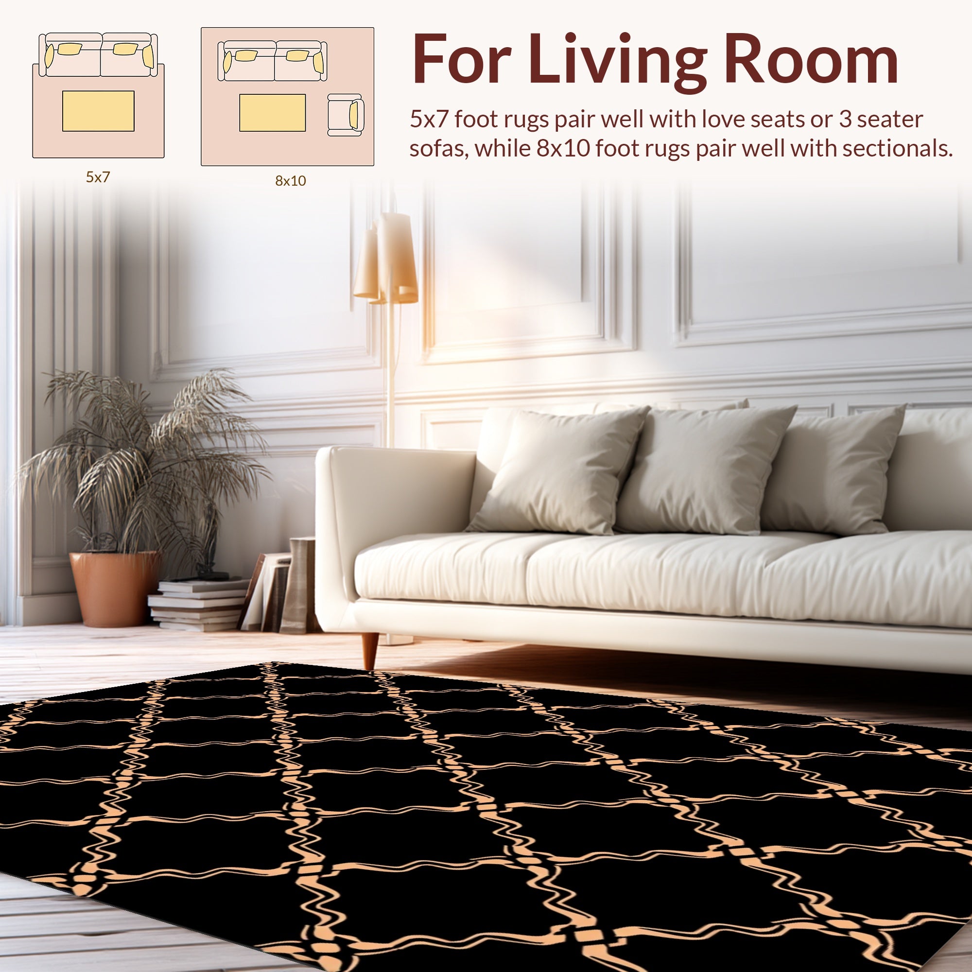 Elegant Interlocking Tan Geometric Design Rug