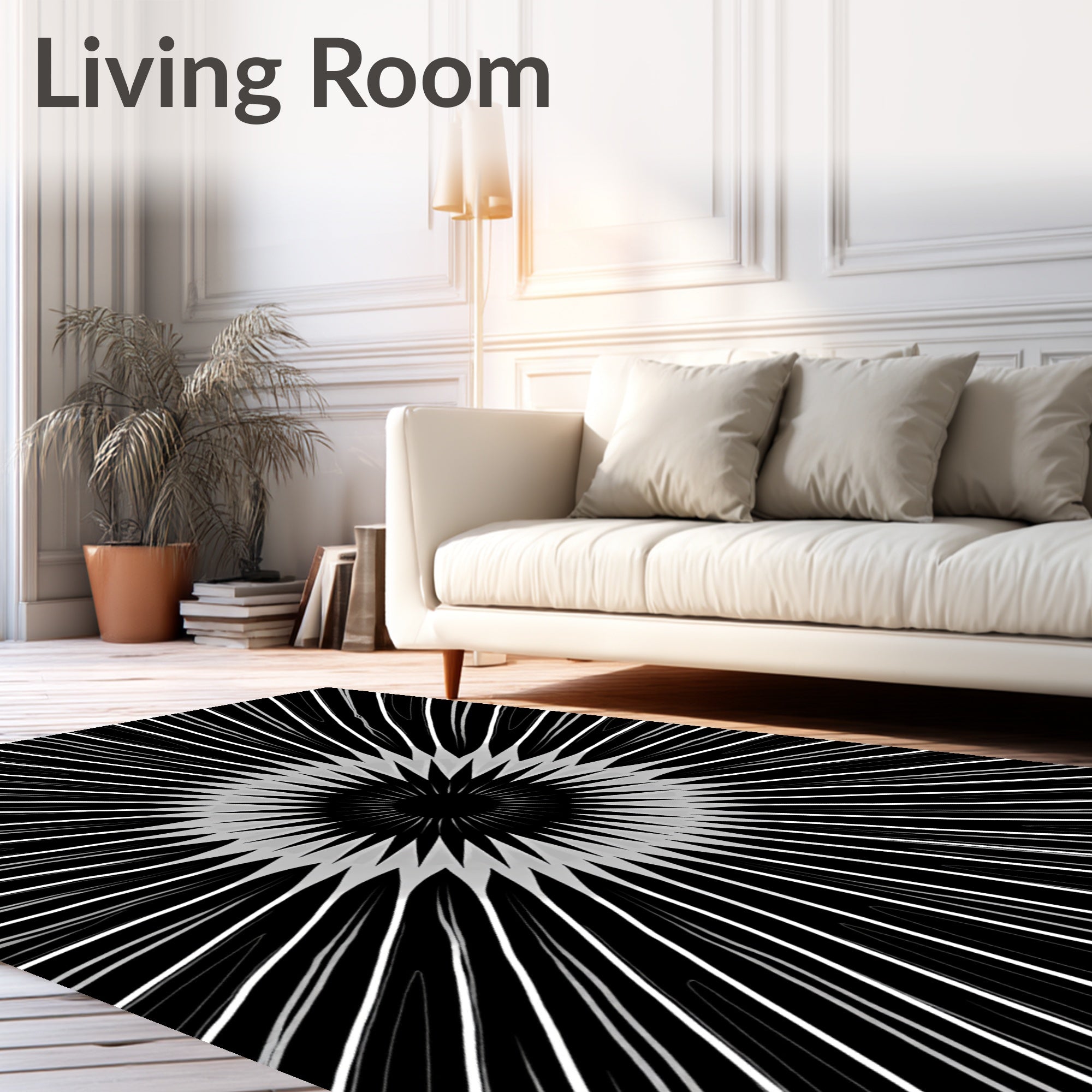 Radiating Sunburst Star Pattern Rug