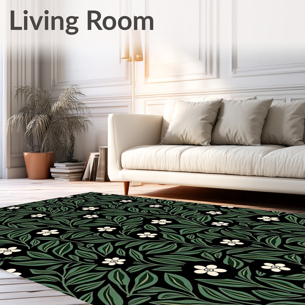 Dark Academia Floral Vine Pattern Rug