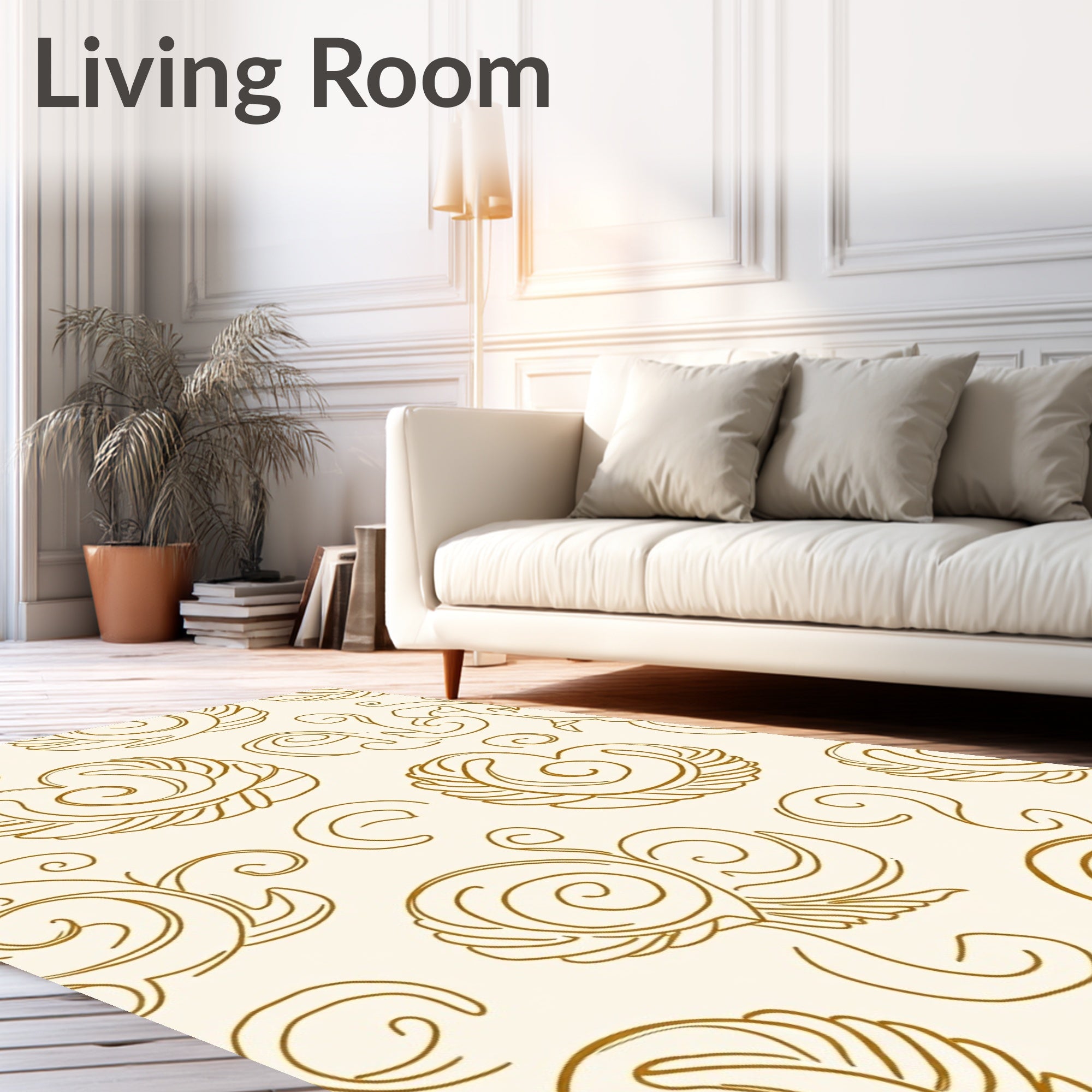 Elegant Tawny Swirls Pattern Rug