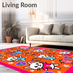 Playful Cats Pumpkins Pattern Rug