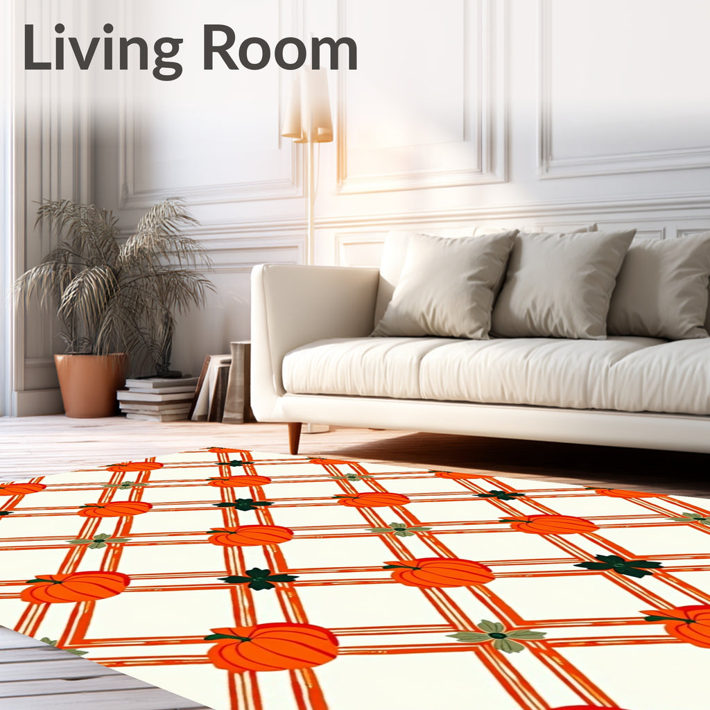Orange Pumpkin Lattice Pattern Design Rug