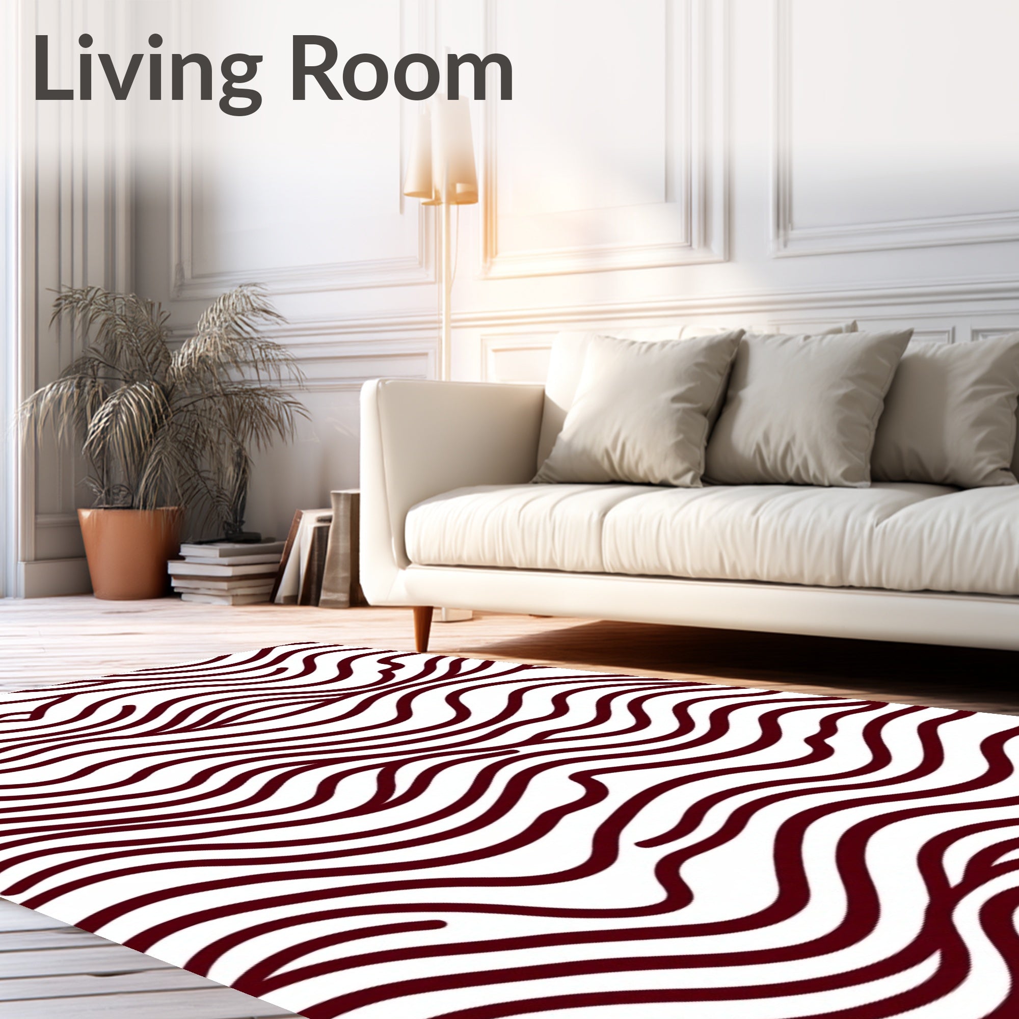 Maroon Organic Wavy Lines Rug