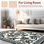 Elegant Scrollwork and Floral Damask Design Rug