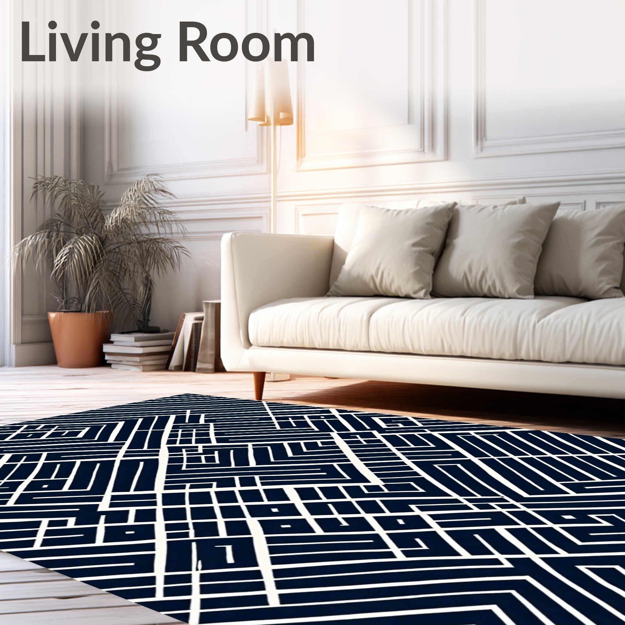 Abstract Geometric Labyrinth Pattern Rug
