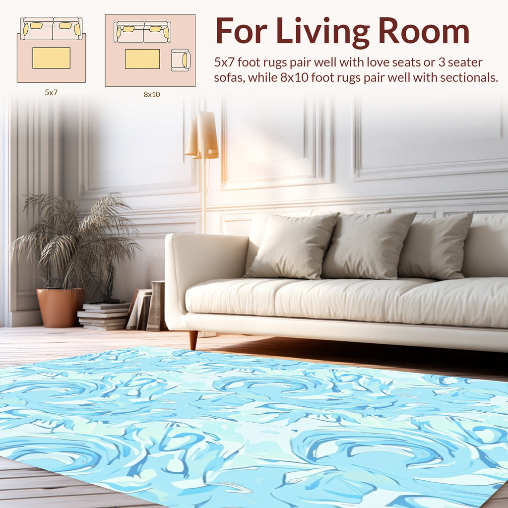 Abstract Swirls Blue Pattern Design Rug