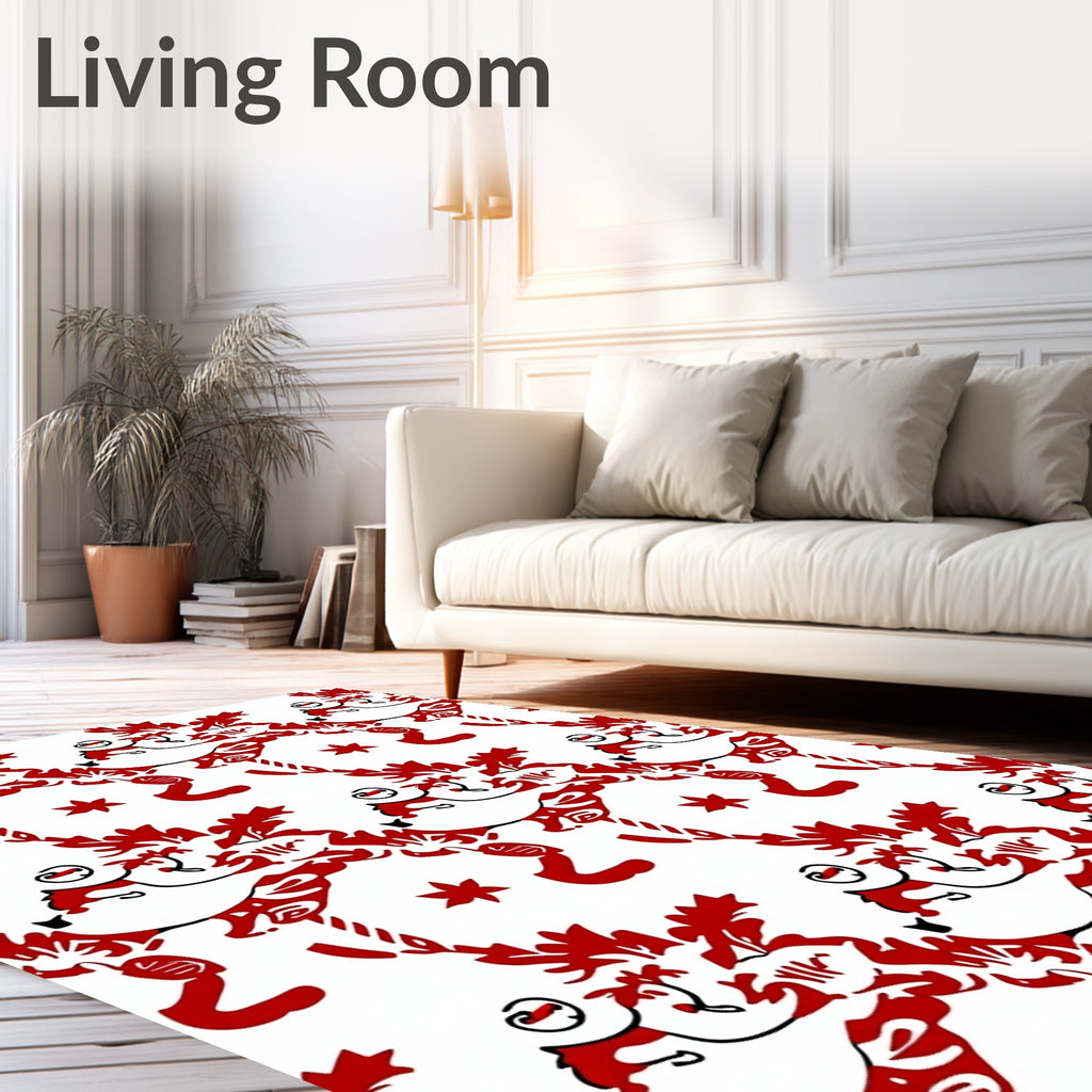 Bold Scarlet Leaf Scroll Decoration Rug