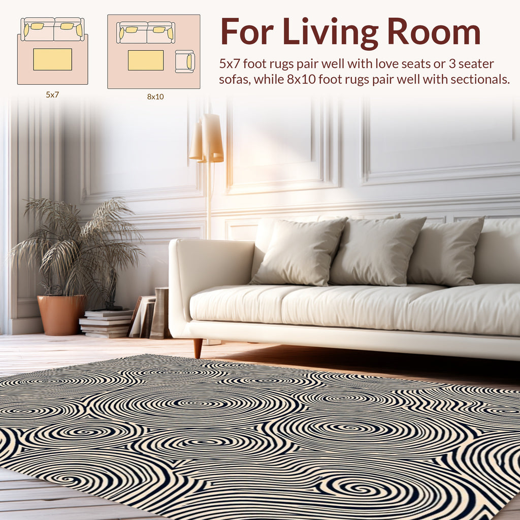 Abstract Swirls Triangle Pattern Rug