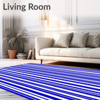 Classic Blue White Vertical Stripe Rug