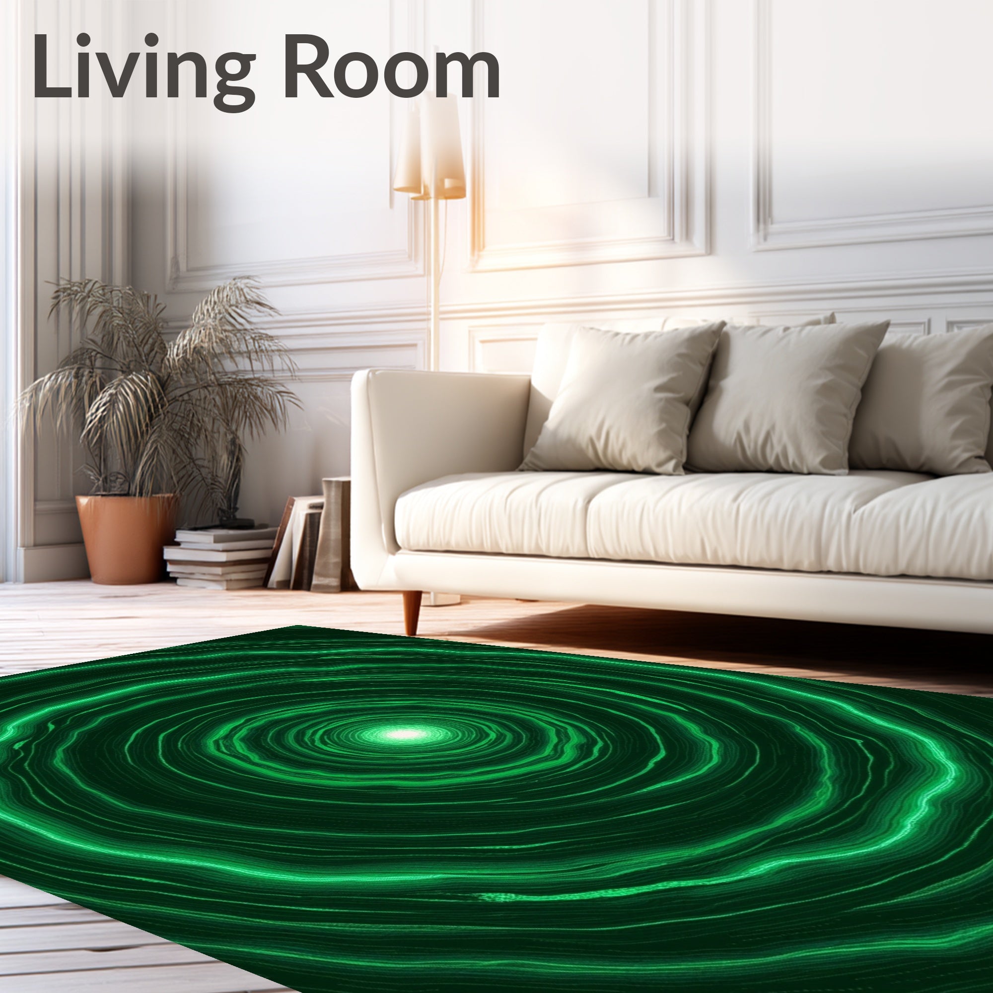 Emerald Green Rippling Circles Rug