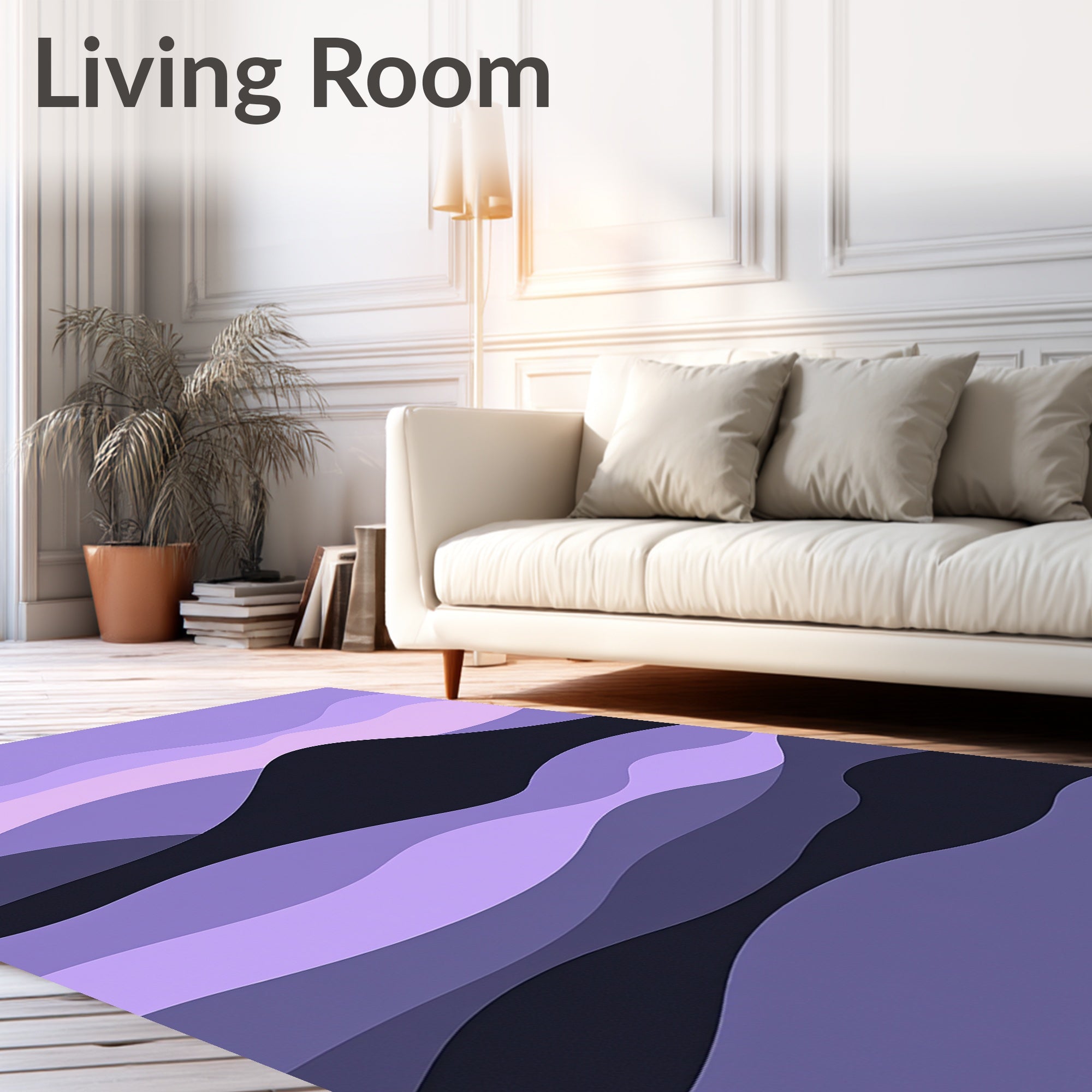 Serene Lavender Wave Landscape Rug