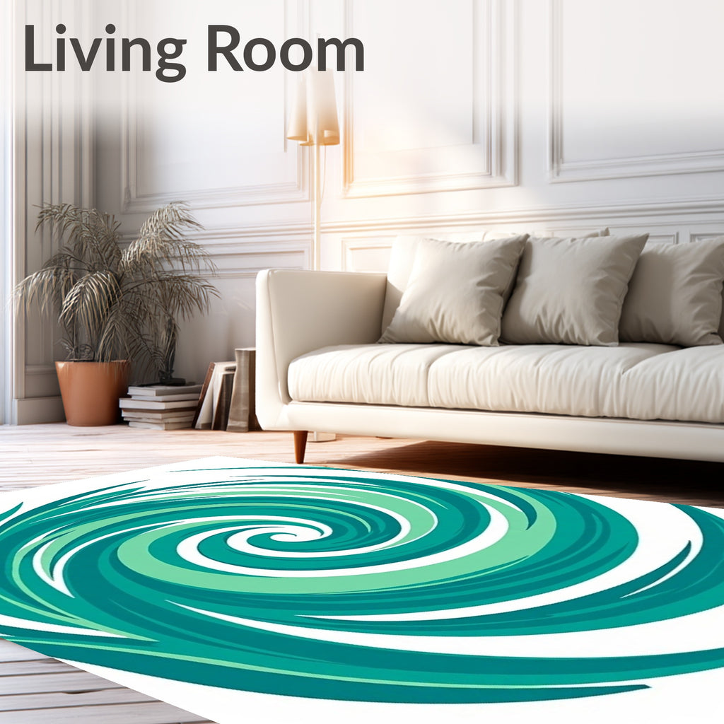 Swirling Teal Light Green Artistry Rug