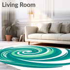 Swirling Teal Light Green Artistry Rug