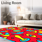 Abstract Yellow Blue Red Shapes Rug