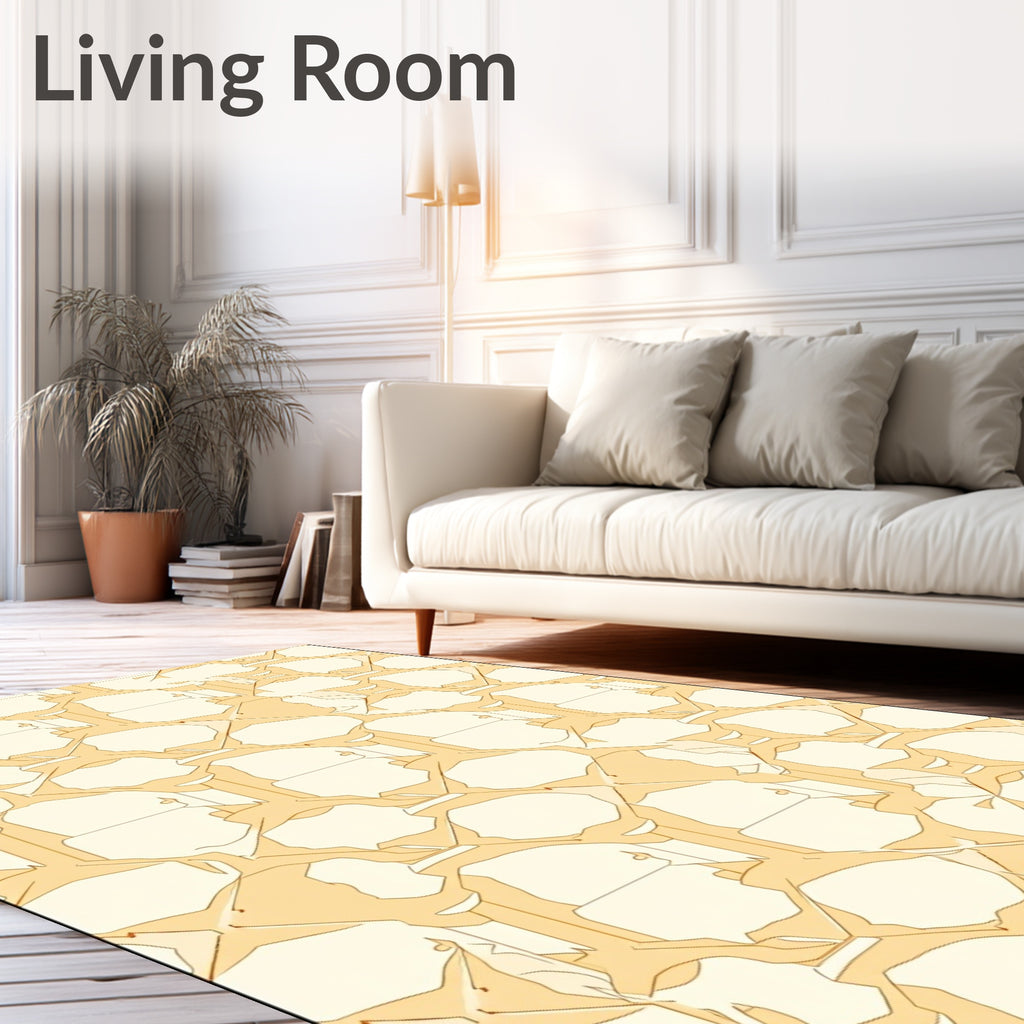Pale Orange Geometric Honeycomb Design Rug