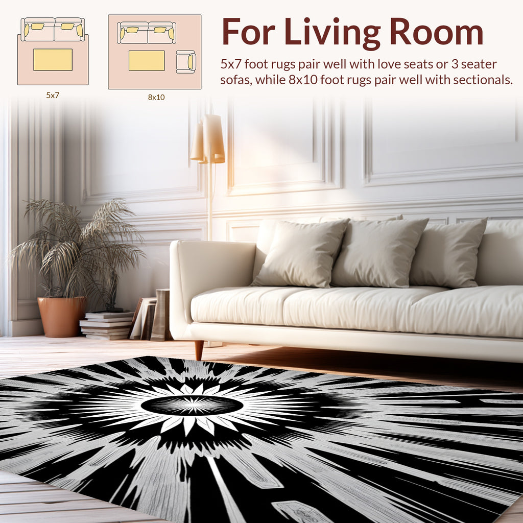 Striking Radiant Sunburst Pattern Rug