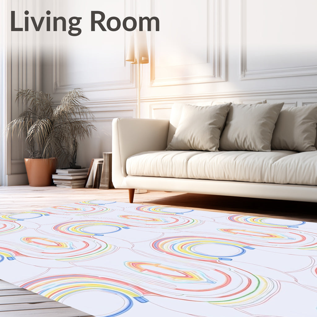 Abstract Rainbow Arc Pattern Rug