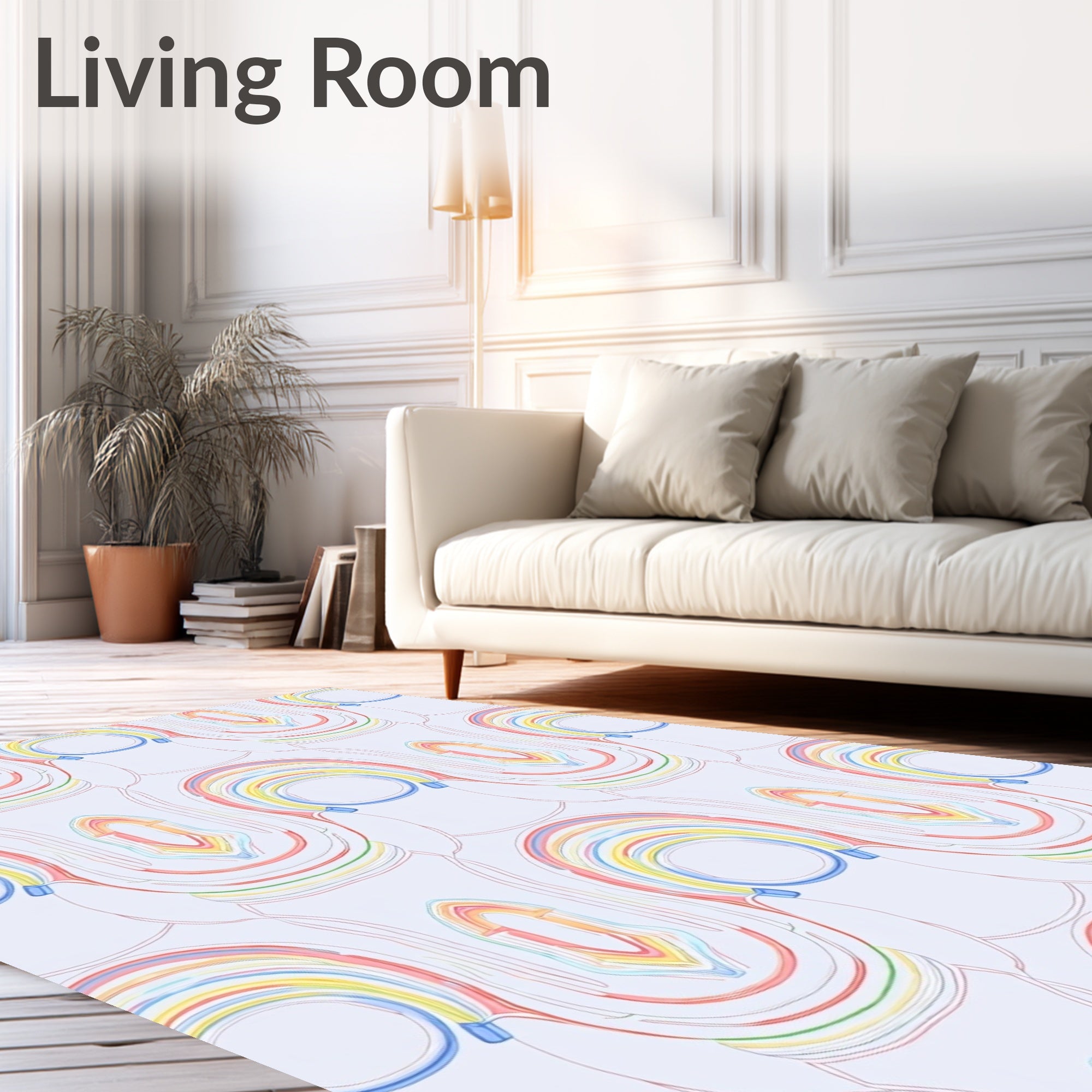 Abstract Rainbow Arc Pattern Rug