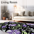 Elegant Purple Floral Swirls Rug