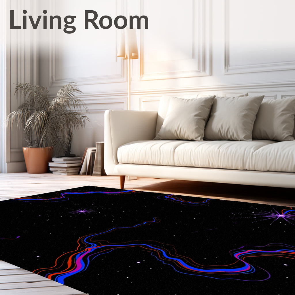 Abstract Cosmic Swirls And Stars Design Rug