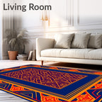Geometric Pattern With Orange Red Border Rug