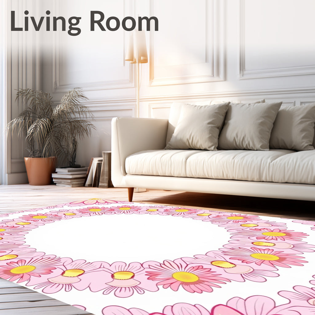 Pink Floral Mandala Pattern Rug