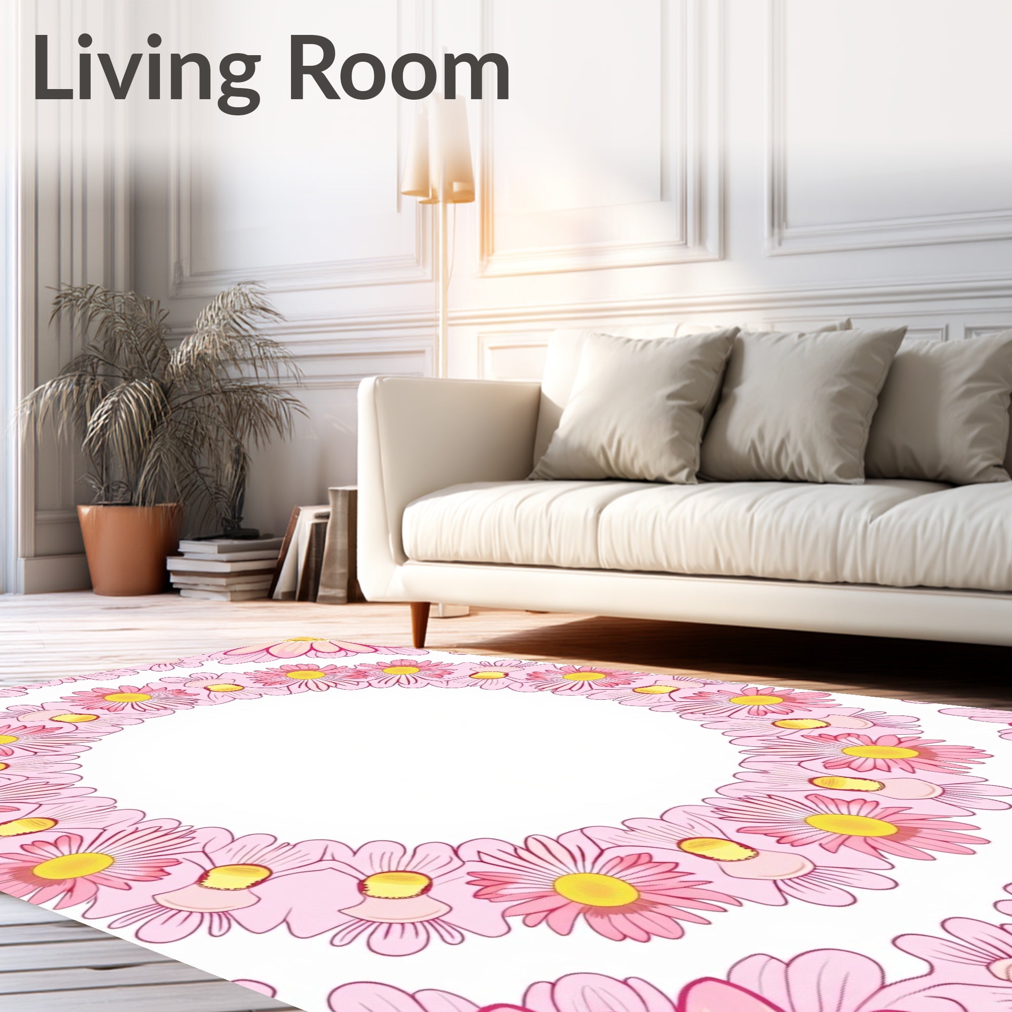 Pink Floral Mandala Pattern Rug