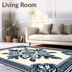 Intricate Mandala Floral Border Design Rug