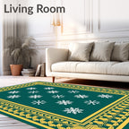Emerald Green Snowflake Pattern Rug
